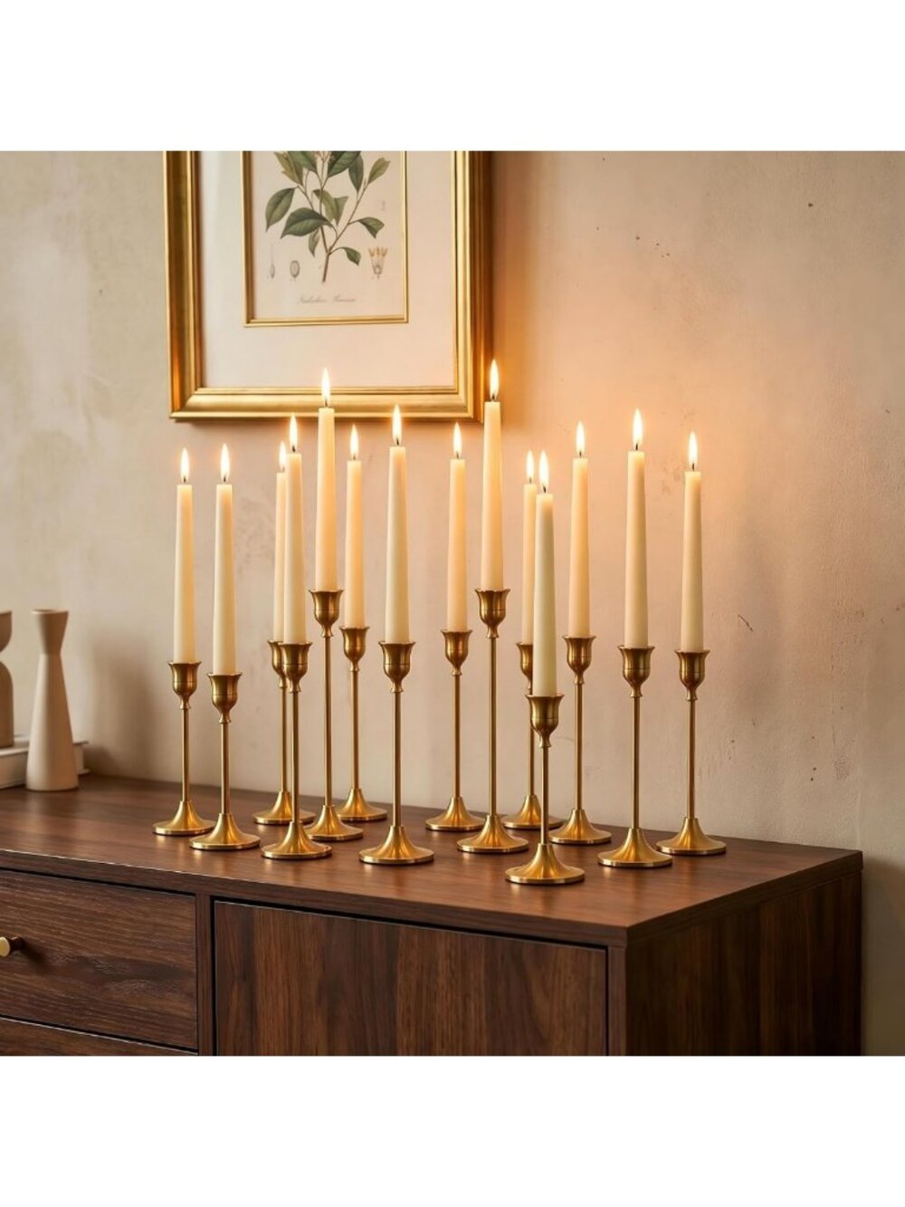 Elegant Gold Taper Candle Holders Set of 15 - Perfect for Home Decor & Events